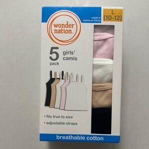 wonder nation Girls' 5-Pack Camis in Pink, White, Beige, Black
